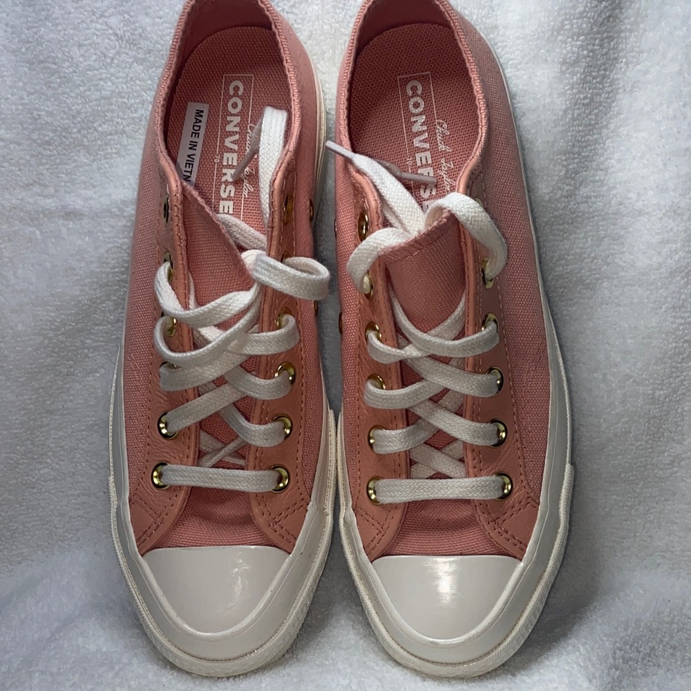 Converse Low Top Canvas Sneakers in Dusty Rose with White Accents